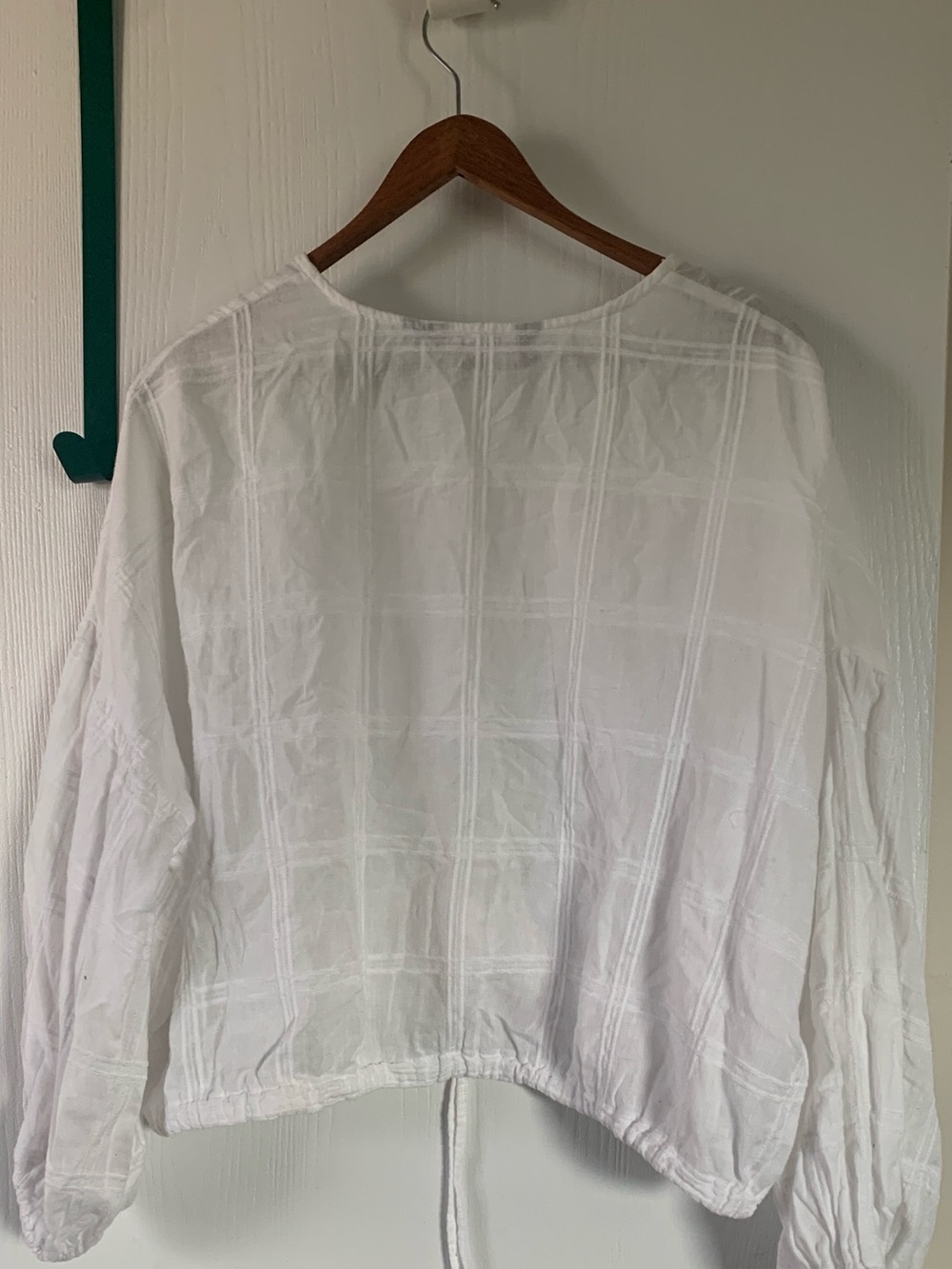 Sheer White Long Sleeve Button Front Crop Top